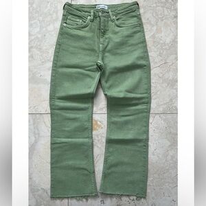 Zara Straight Mom Jeans Frayed Pistachio Green